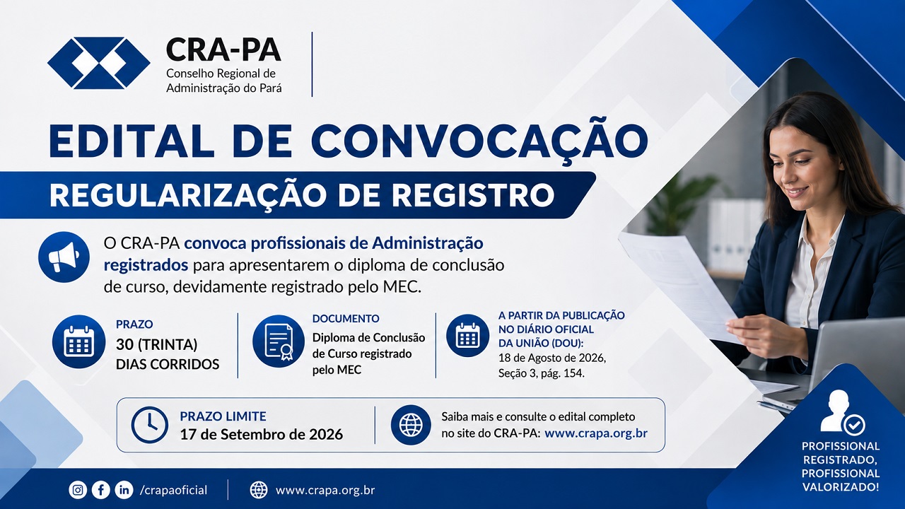 No momento, você está visualizando CRA-PA publica Edital de Convocação para regularização de registro